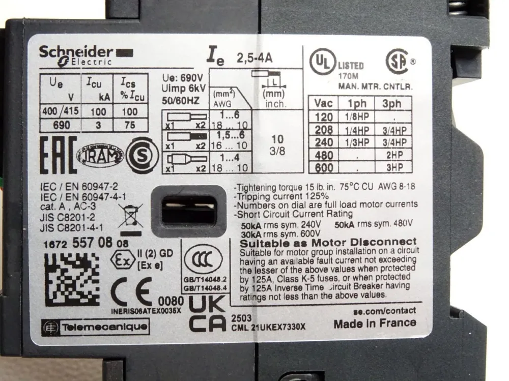 Schneider Electric Motorschutzschalter TeSys GV2ME083 / Neu