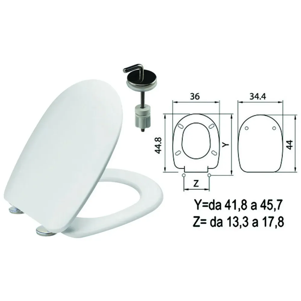 Sedile wc termoindurente passepartout bianco cerniere inox h057