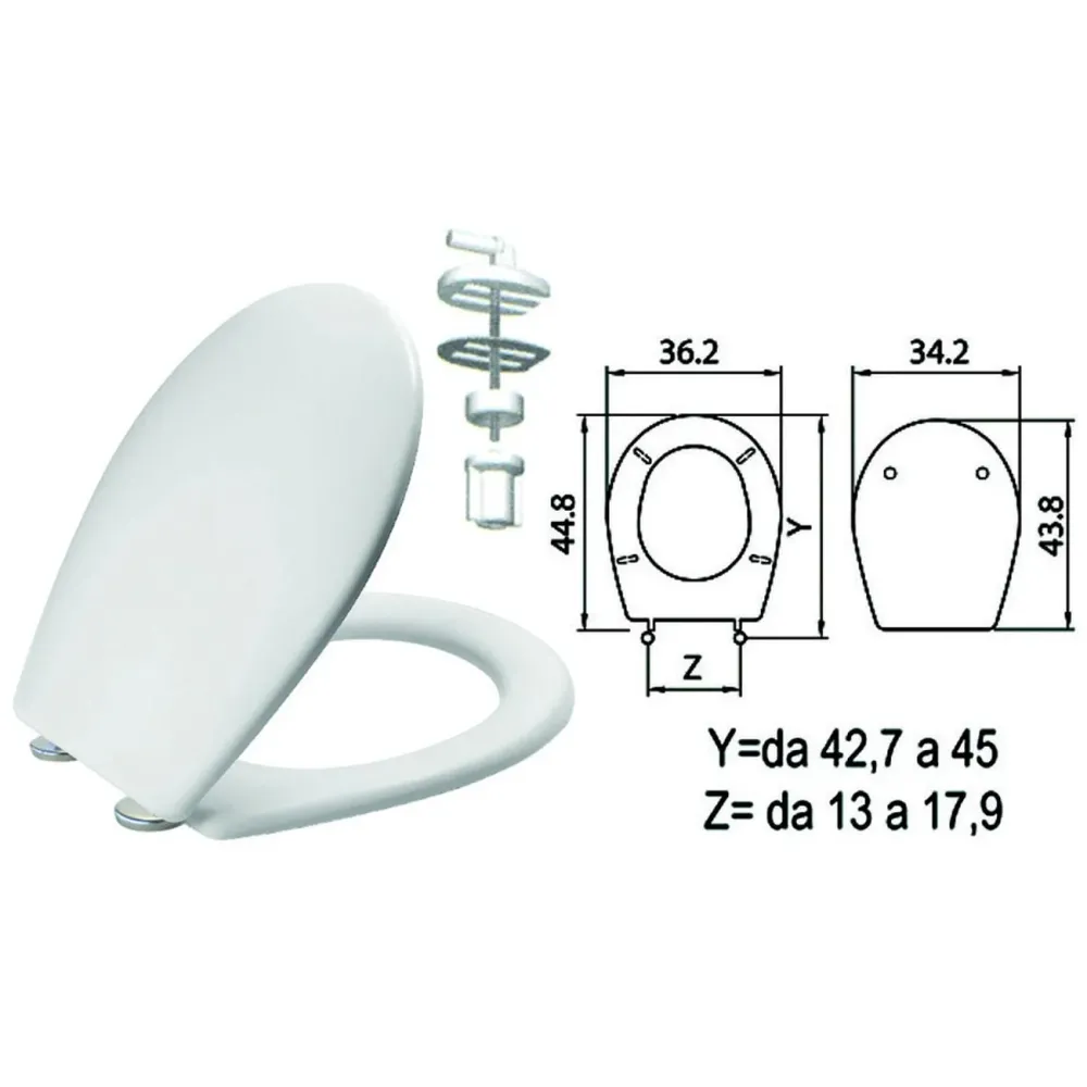 Sedile wc termoindurente sebino bianco cerniere nylon h011