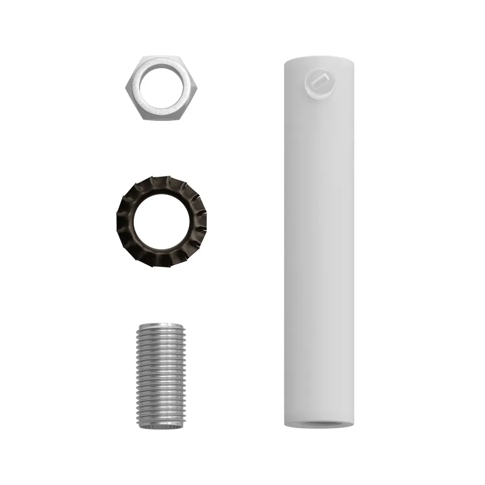 Serracavo cilindrico metallo lunghezza 7 cm completo di tige, dado e rondella - Bianco