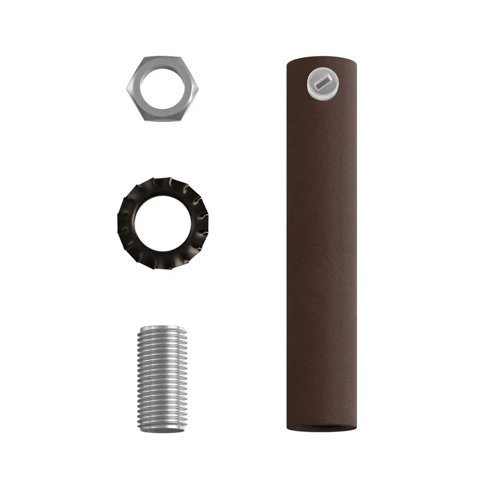 Serracavo cilindrico metallo lunghezza 7 cm completo di tige, dado e rondella - Ruggine scura verniciata