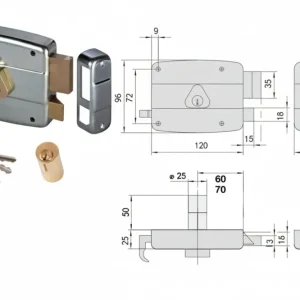 Serratura Applicare Catenaccio E Scrocco Doppio Cilindro Fisso 50521 Mm.60 Sx (50521602) Cisa