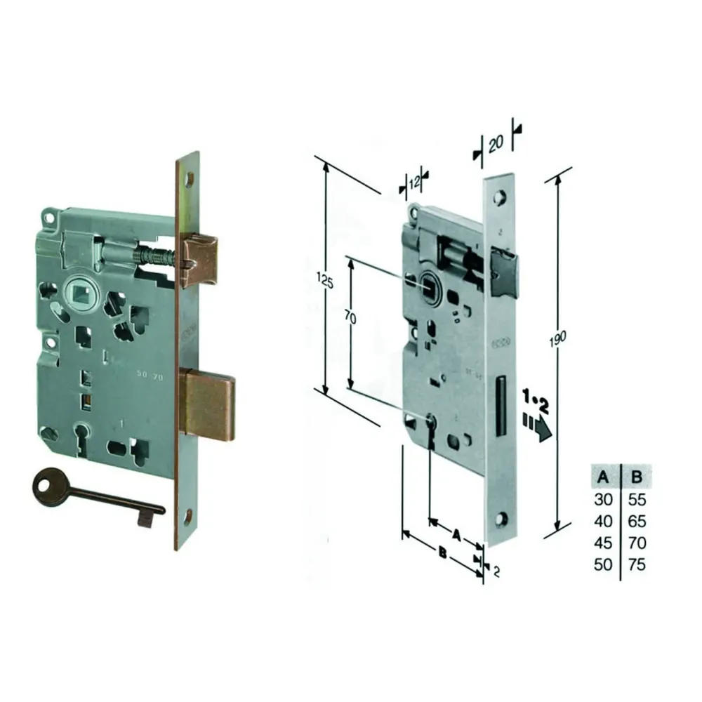 Serratura Bussola Ridotta Da Infilare Bordo Quadro Bronzato - mm.45 bordo acciaio bronzato (B.00572.45.02)