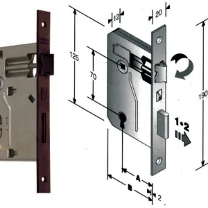 Serratura Bussola Ridotta Da Infilare Bordo Quadro Bronzato Mm.45 Bordo Acciaio Bronzato Bonaiti