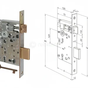 Serratura Bussola Ridotta Da Infilare Bordo Quadro Bronzato- - Mm.45 Bordo Acciaio Bronzato (B.00572.45.02) - 2 Pezzi Agb