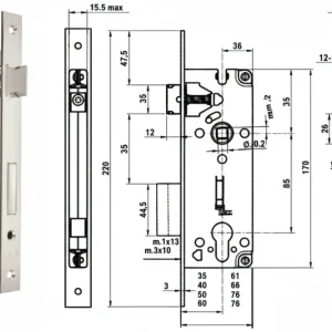 Serratura Da Infilare Cilindro Bordo Quadro Nichelato Satinato 52X- - Mm.50 (Y52X00500S2) - 1 Pezzi Yale