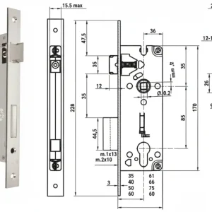 Serratura Da Infilare Cilindro Bordo Quadro Nichelato Satinato 52X- - Mm.60 (Y52X00600S2) - 1 Pezzi Yale