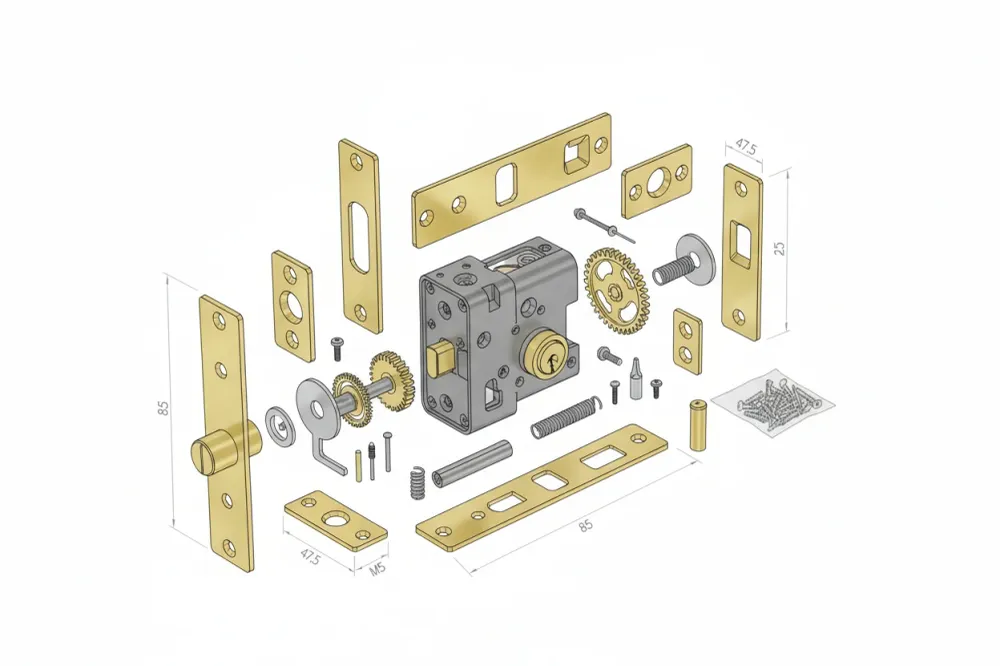 Serratura Da Infilare Cilindro Bordo Quadro Ottonato 52X- - Mm.70 (Y52X0070) - Yale