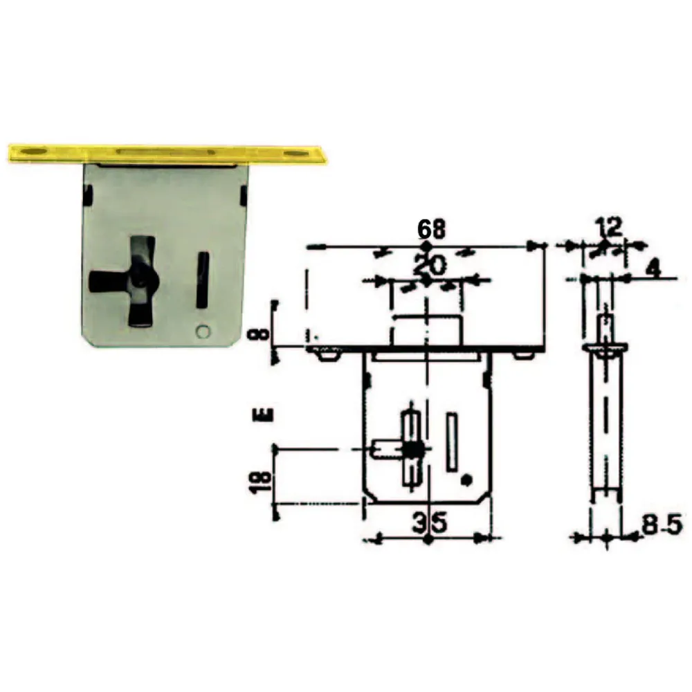 Serratura Da Infilare 1 Leva Bordo Ottonato - mm.35 DX - 5 pz