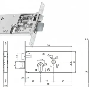 Serratura Da Infilare Per Fasce Catenaccio E Scrocco Mm.78 H 86500 Mm.70 2 Mandate (Y8650070080) Yale