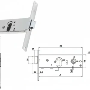 Serratura Da Infilare Per Fasce Catenaccio E Scrocco Mm.44 H 87500 Mm.70 1 Mandata (Y8750070080) Yale