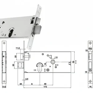 Serratura Da Infilare Per Fasce Catenaccio E Scrocco Mm.78 H 86000 Mm.70 2 Mandate (Y8600070080) Yale