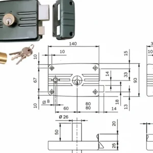 Serratura Porte Ferro C/Quadro Catenaccio E Scr. Cil. Fisso C/Al. 481- - Mm.60 Dx (481603) - 2 Pezzi Iseo