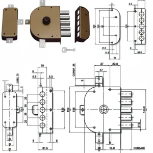 Serratura Quintuplice Da Applicare Senza Scrocco Pompa 3300 Mm.60 Dx (3300C02) Cr