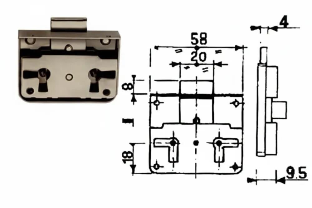 Serratura 1/2 Scatola Da Applicare- - Mm.15 - 5 Pezzi Mrcas