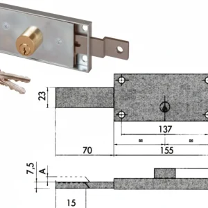 Serratura Serranda Laterale Cilindro Fisso Tondo 41525 Dx Mm.155X15X55H. (41525781) Cisa