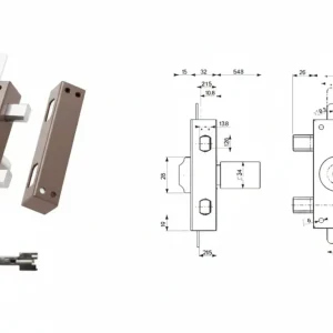 Serratura Triplice Applicare Con Pomolo Pompa 34329- - Mm.30 Cilindro Ø Mm.34 (34329V600X) - 1 Pezzi Mottura