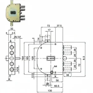 Serratura Triplice Applicare Con Scrocco Doppia Mappa Blindate 2155 Mm.60 Dx (215503) Cr