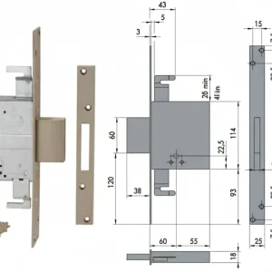 Serratura Triplice Da Infilare Doppia Mappa 57015 Mm.60 (57015600) Cisa