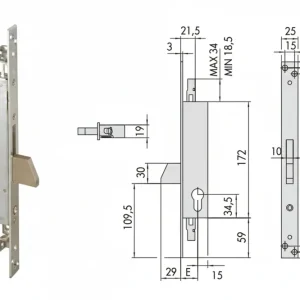 Serratura Triplice Da Infilare Per Montanti Solo Catenaccio 46820 Mm.30 (46820300) Cisa