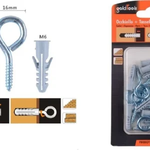 Set 11pz Vite Occhiello Chiuso 16x35mm + Tasselli Con Alette Tassello M6 90726
