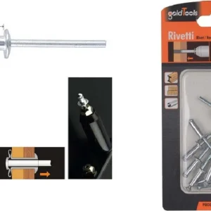 Set 13pz Rivetti Rivetto 4.8x12mm Accessori Bricolage Ferramenta Fai Da Te 90821