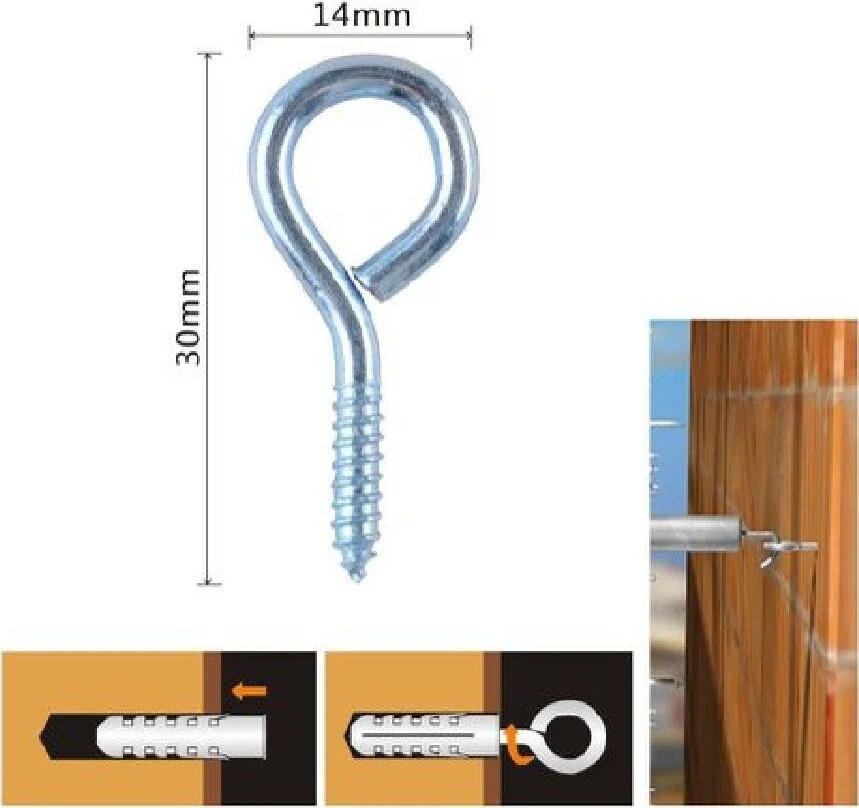 Set 16pz Viti Vite Occhiello Gancio Chiuso 14x30mm Filettatura Per Legno 90719