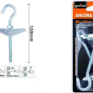 Set 2pz Ancora Farfalla Con Gancio Acciaio Con Dado Rondella M6 X 100 Mm 57230