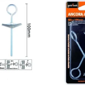 Set 2pz Ancora Farfalla Con Occhiolo Chiuso Acciaio Dado Rondella M5x100mm 57233