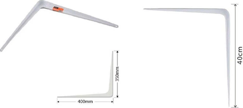 Set 2pz Reggimensola Supporto Staffa Triangolo Mensola Metallo 40cm Bianca 91259