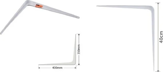 Set 2pz Reggimensola Supporto Staffa Triangolo Mensola Metallo 40cm Bianca 91259