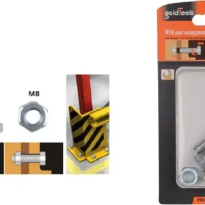 Set 3pz Vite Viti Per Esterno Testa Esagonali 8 X 40 Mm Con Dadi Dado M8 90921