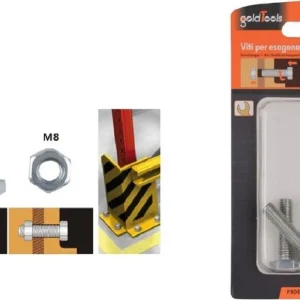Set 3pz Vite Viti Per Esterno Testa Esagonali 8 X 30 Mm Con Dadi Dado M8 90920