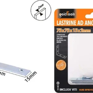Set 4pz Lastrine Ad Angolo Lastrina Angolare 75x75x15x2 Mm Con Viti Mobili 57115