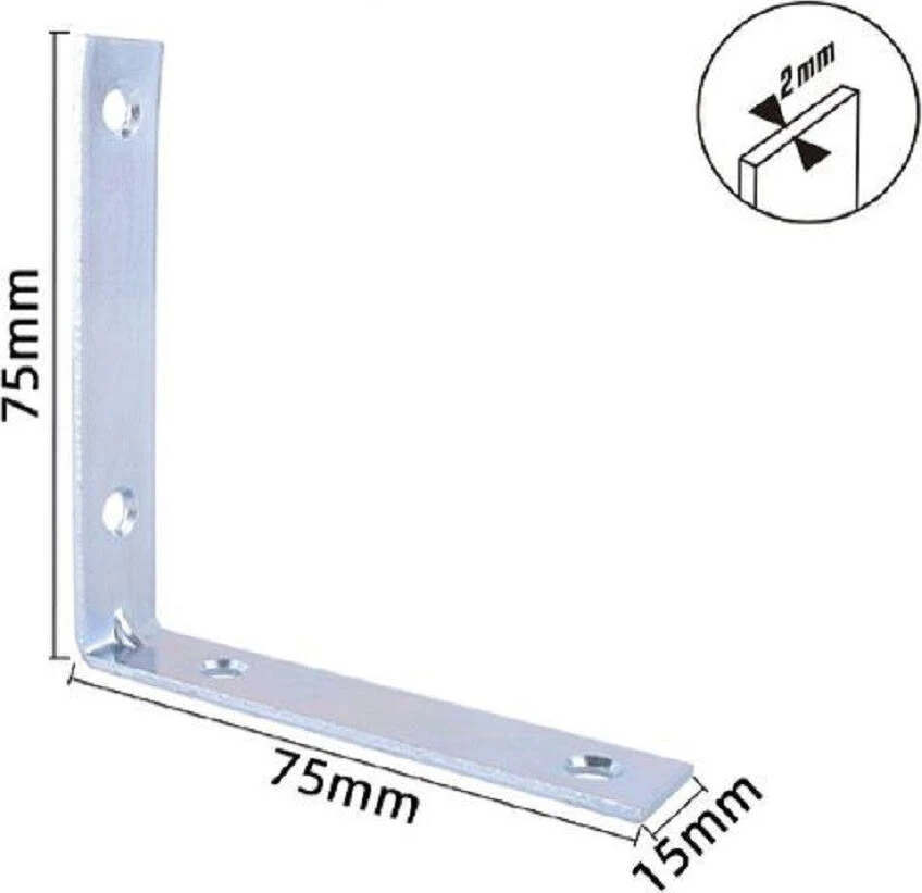 Set 4pz Lastrine Ad Angolo Lastrina Angolare 75x75x15x2 Mm Con Viti Mobili 57115