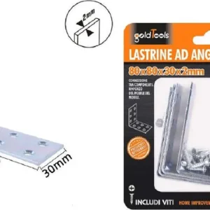 Set 4pz Lastrine Lastrina Ad Angolo Angolare 80x80x30x2 Mm Con Viti Mobili 57125