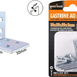 Set 4pz Lastrine Lastrina Ad Angolo Angolare 30x30x30x2mm Con Viti Mobili 57119
