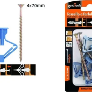 Set 4pz Tasselli Ad Espansione Tassello Farfalla 4x35mm Viti Vite 4x70mm 57177