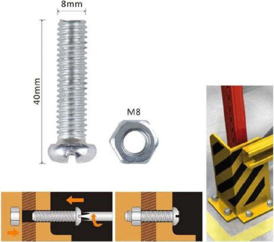 Set 4pz Viti Vite Testa Croce Tonda 8 X 40mm Con Dadi Dado Esagonale M8 90986