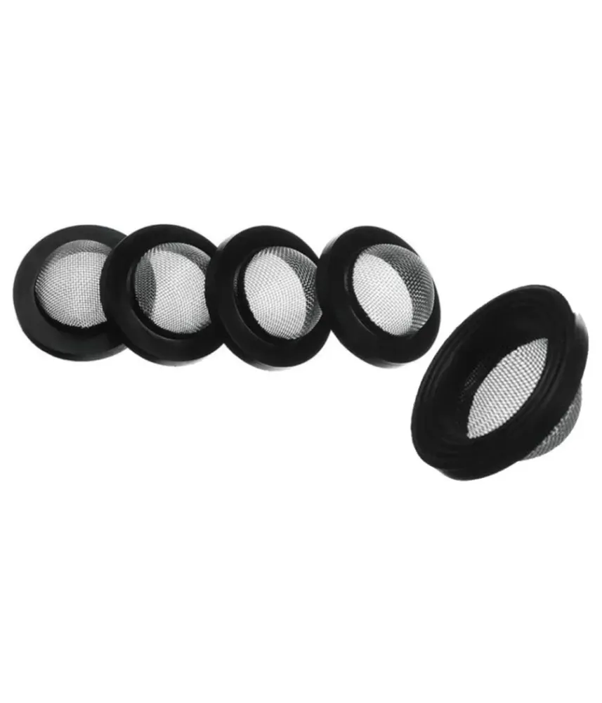 Set 6pz Guarnizioni Gomma Nera Con Filtro Rete Convessa Acciaio 1/2 52445