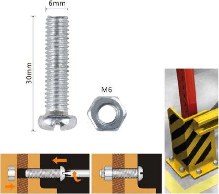 Set 8pz Viti Vite Testa Croce Tonda 6 X 30mm Con Dadi Dado Esagonale M6 90978
