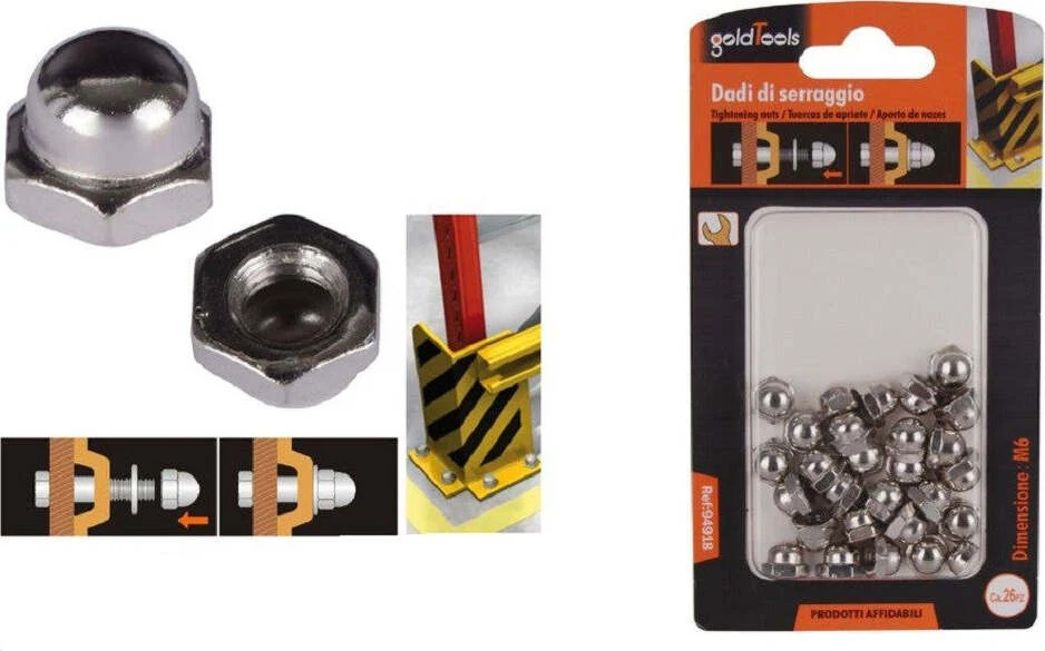 Set 26 Pz Dado Dadi Ciechi Esagonali M6 Serraggio 6mm Per Chiave Esagonale 94918