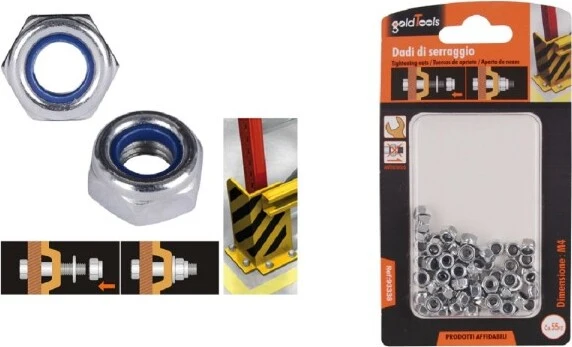 Set 55 Pz Dado Esagonale Dadi Di Serraggio M4 4mm Antiscivolo Bulloni Viti 93338