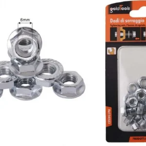 Set 25 Pz Dado Esagonale Flangiato Dadi Di Serraggio M6 Bulloni Vite 6mm 94923