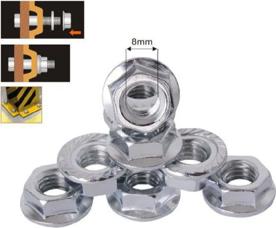 Set 13 Pz Dado Esagonale Flangiato Dadi Di Serraggio M8 Bulloni Vite 8mm 94924