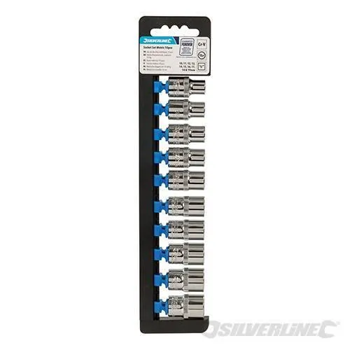 Set 10 Inserti Metrici Bi-Esagonali Acciaio Chiave Bussola 1/2" Silverline