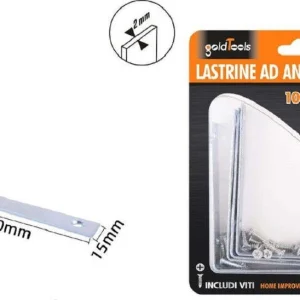 Set 4 Pz Lastrine Ad Angolo Lastrina Angolare 100x100x15x2 Mm Viti Mobili 57117