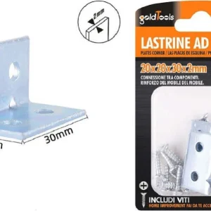 Set 4 Pz Lastrine Lastrina Ad Angolo Angolare 20x20x30x2mm Con Viti Mobili 57118