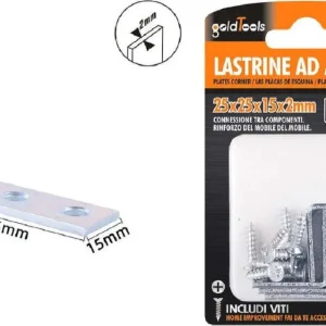 Set 4 Pz Lastrine Lastrina Ad Angolo Angolare 25x25x15x2mm Con Viti Mobili 57110