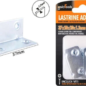 Set 4 Pz Lastrine Lastrina Ad Angolo Angolare 37x20x20x1.2 Mm Viti Mobili 57127